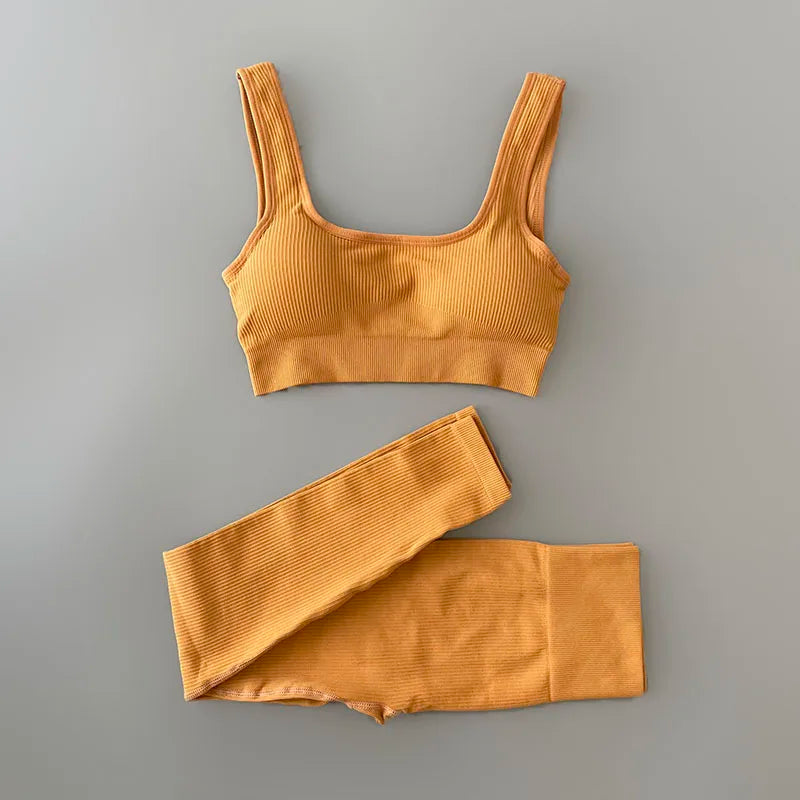 Velourah Ribbed Harmony Seamless Yoga Set