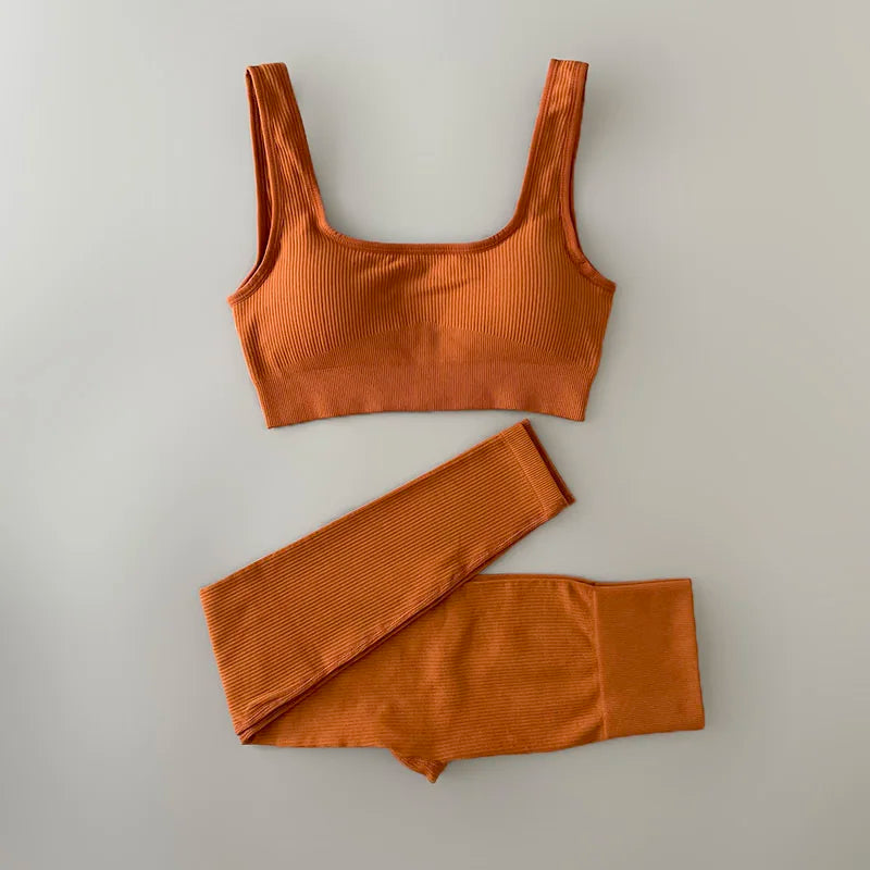 Velourah Ribbed Harmony Seamless Yoga Set