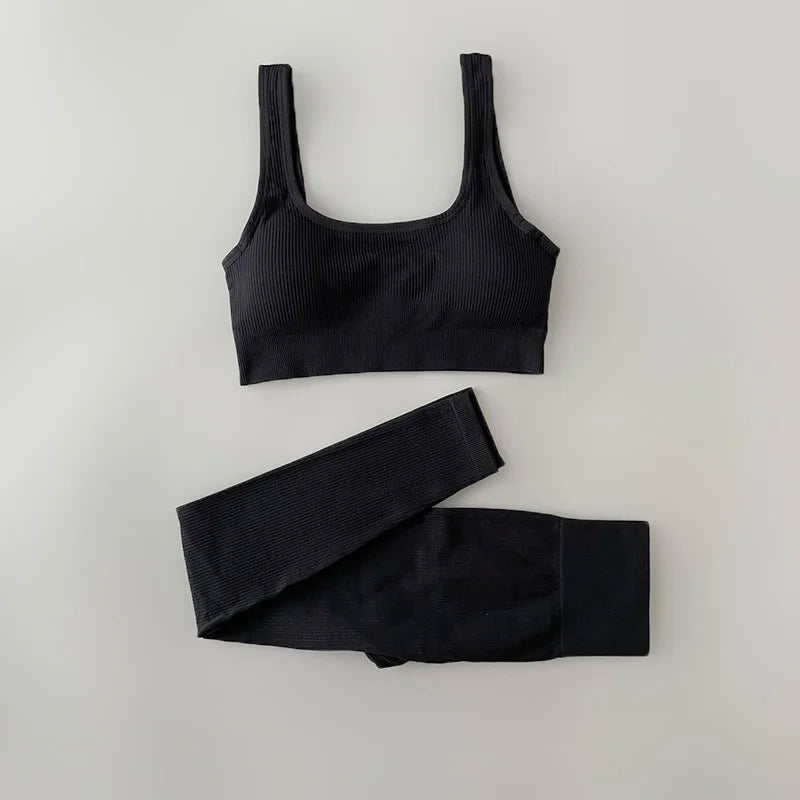 Velourah Ribbed Harmony Seamless Yoga Set