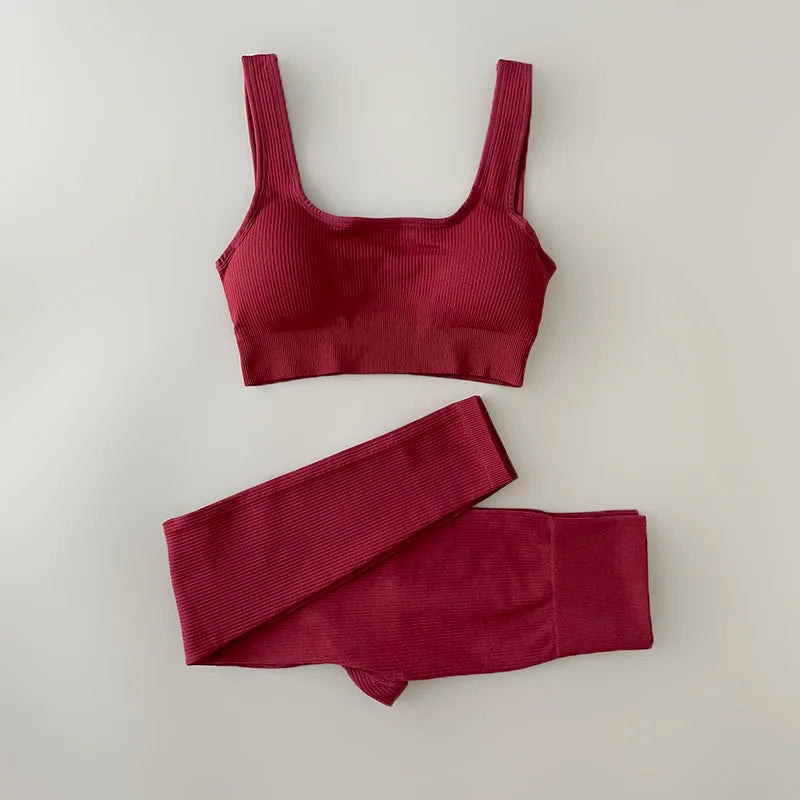 Velourah Ribbed Harmony Seamless Yoga Set