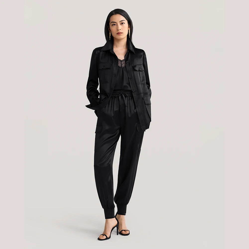 Velourah Safari-Style Silk Myrtus Jacket – Effortless Elegance Meets Everyday Utility