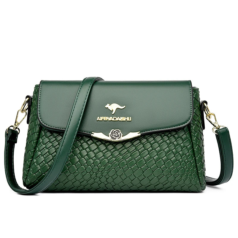 Velourah Woven Elegance PU Leather Crossbody