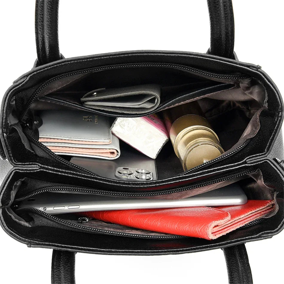 Velourah Triple-Compartment Genuine Sheepskin Tote