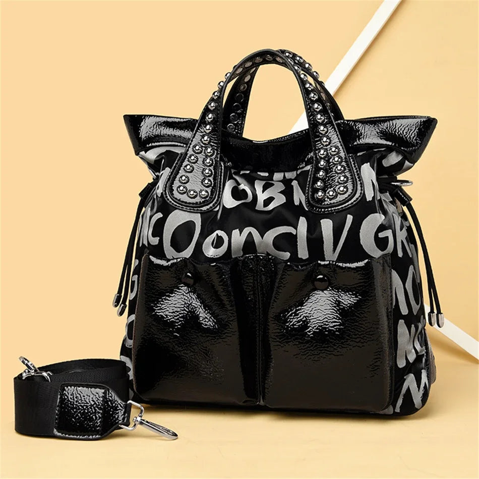 Velourah Luxe Patent Leather Tote Set (2-Piece)