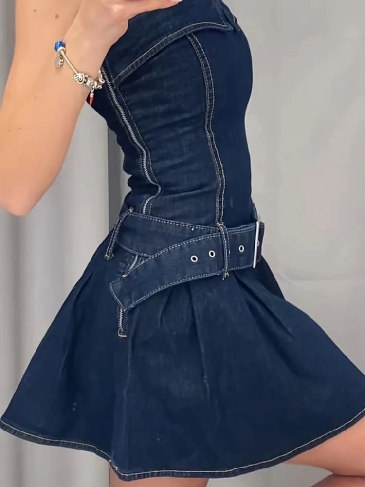 High Street Strapless Denim Dress