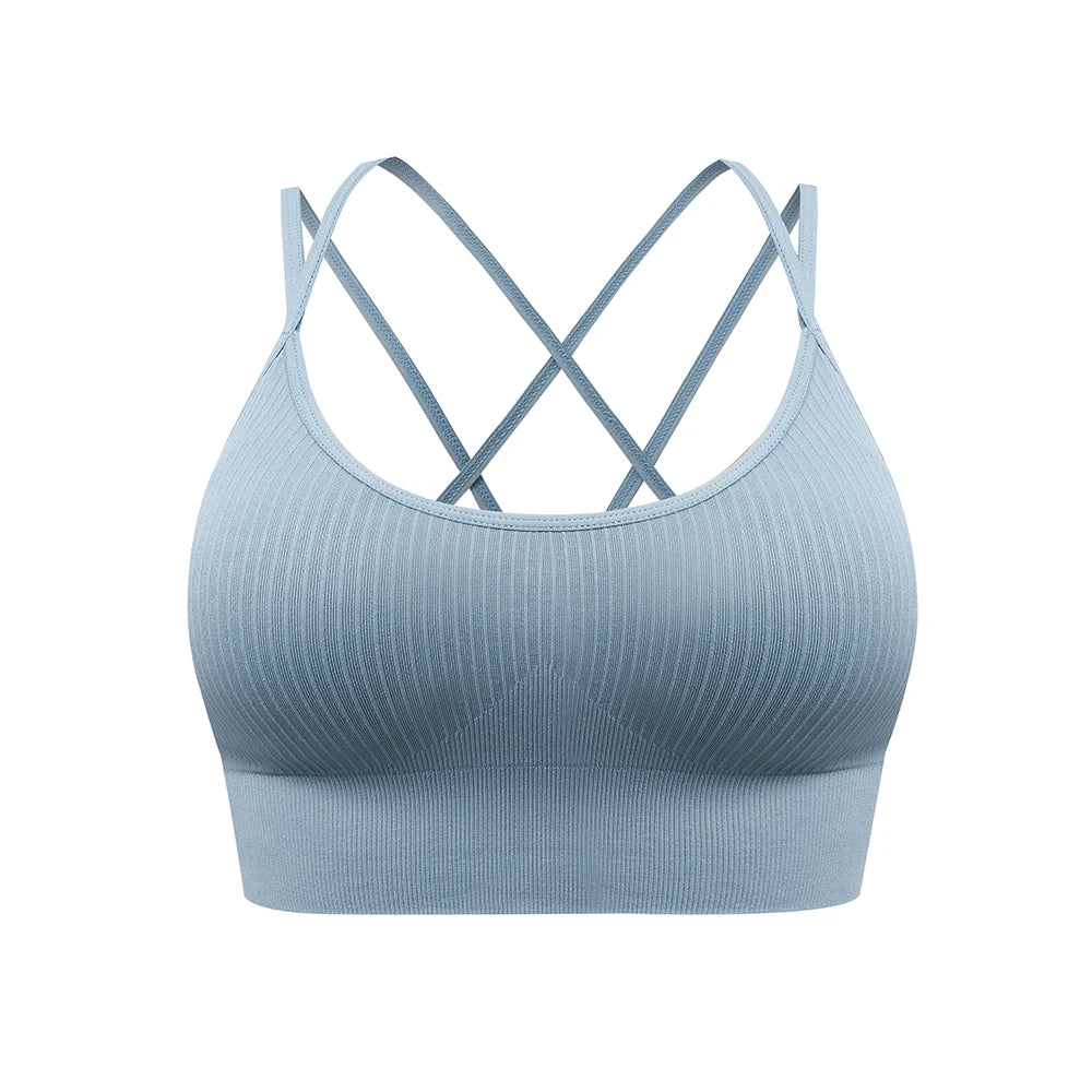 Velourah Strappy Core Ribbed Yoga Bra – Ultra-Stretch & Breathable