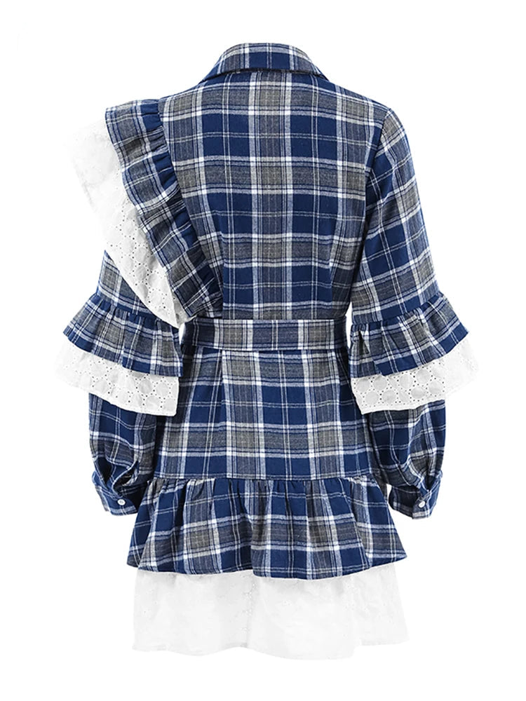 Velourah Cascading Ruffle Gingham Mini Dress