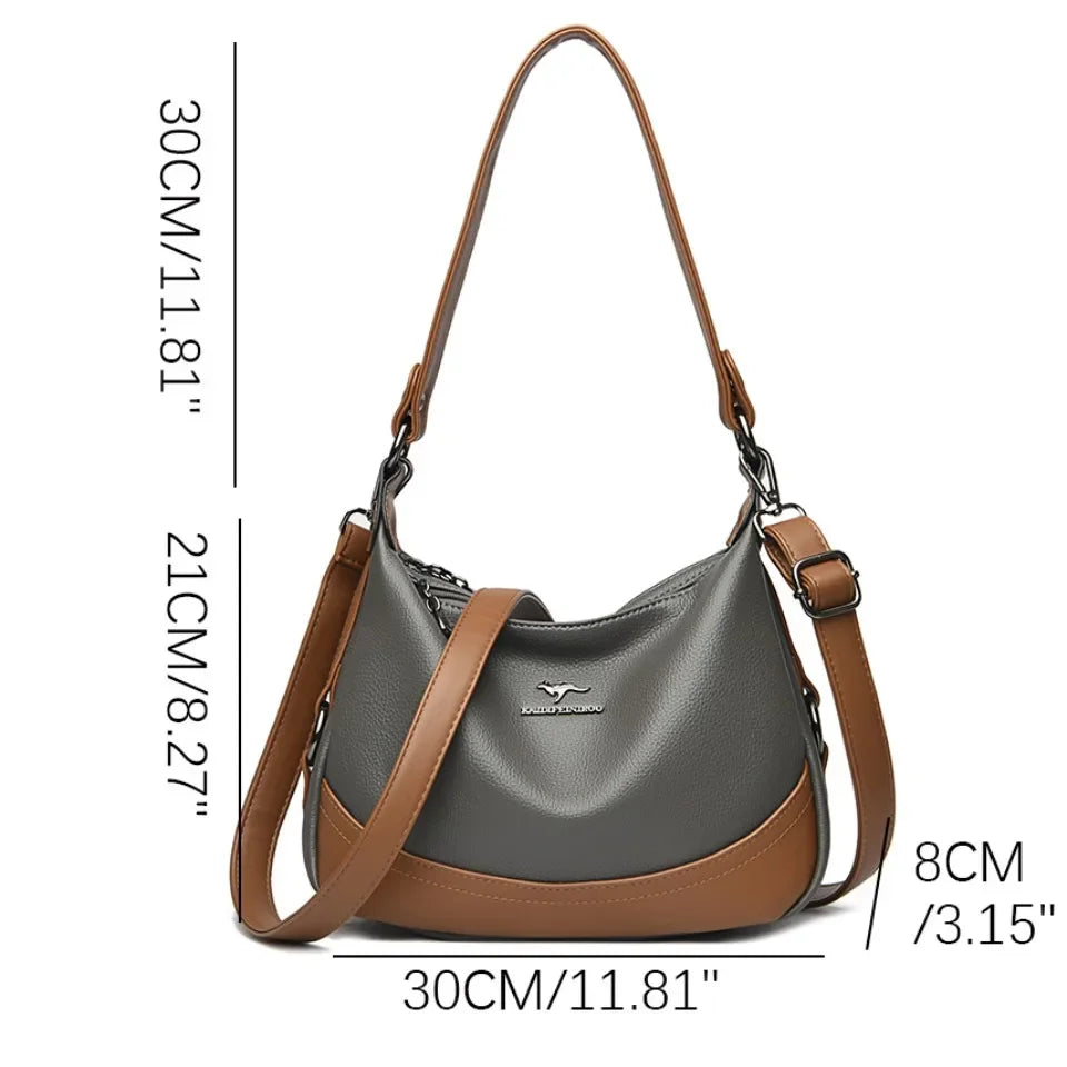 Velourah Luxe Patchwork PU Leather Shoulder Bag