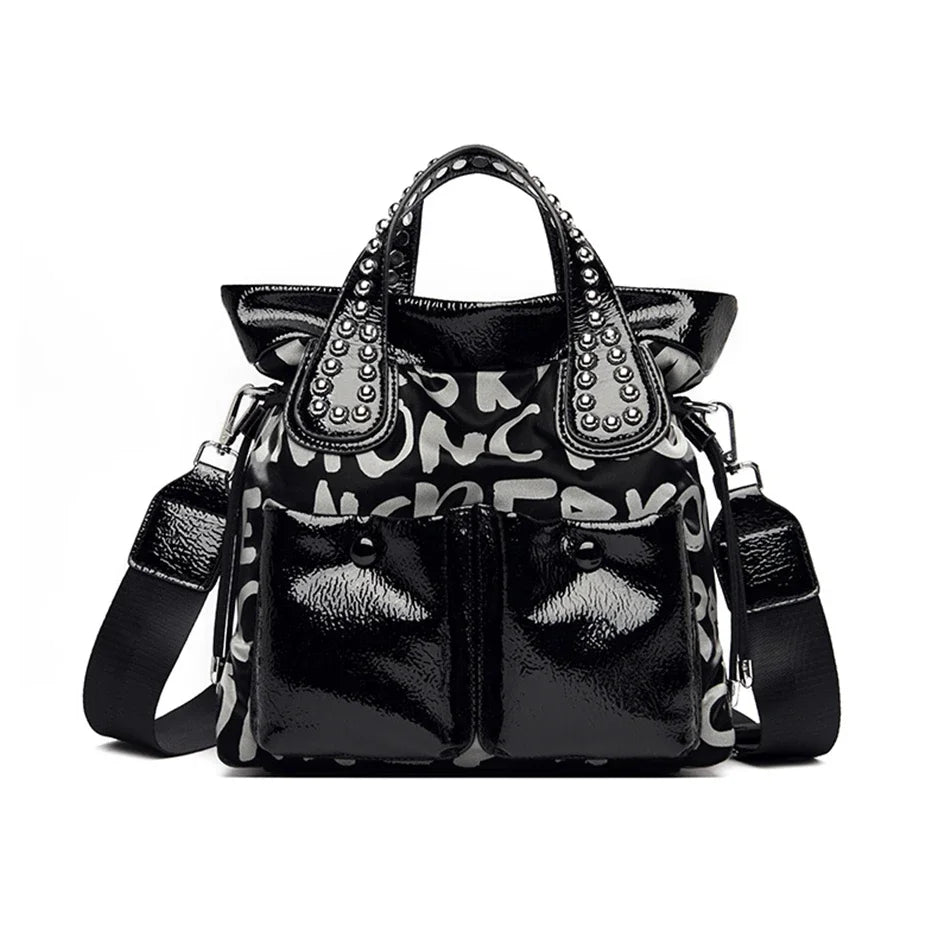 Velourah Luxe Patent Leather Tote Set (2-Piece)
