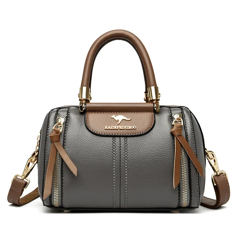 Velourah Signature Soft Leather Boston Tote