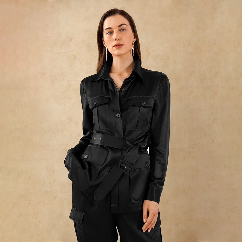 Velourah Safari-Style Silk Myrtus Jacket – Effortless Elegance Meets Everyday Utility