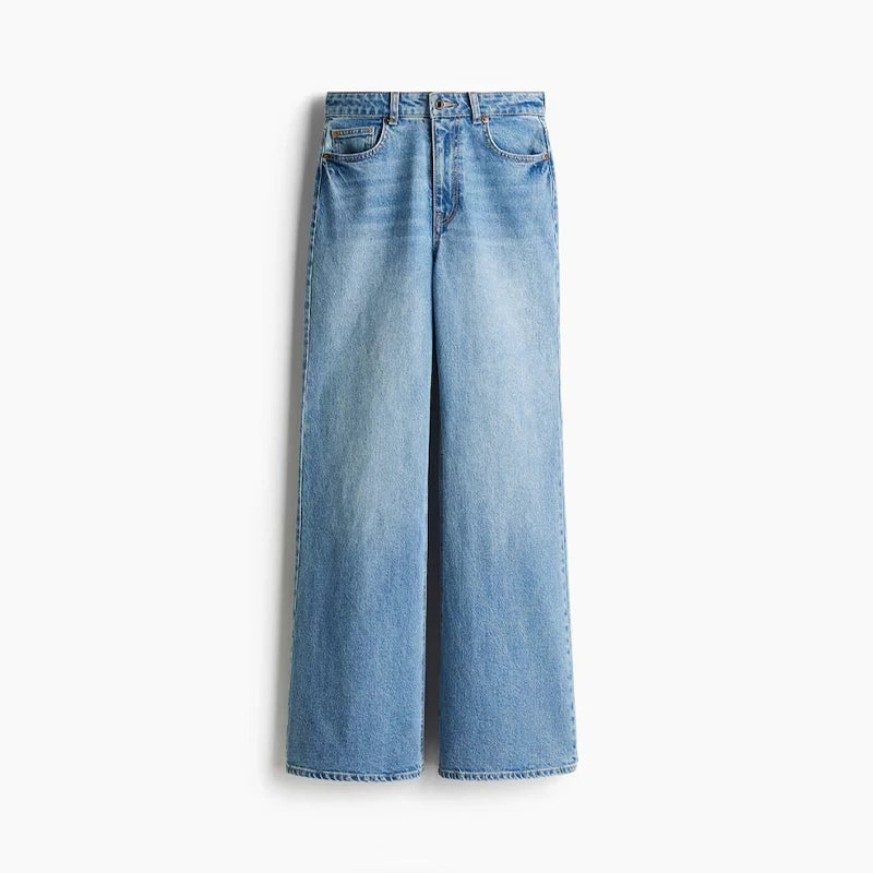 Velourah Vintage Denim 2-Piece Set – Lapel Jacket & Straight Baggy Jeans
