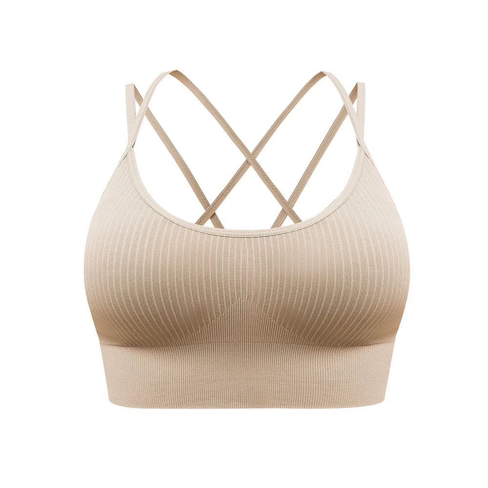Velourah Strappy Core Ribbed Yoga Bra – Ultra-Stretch & Breathable