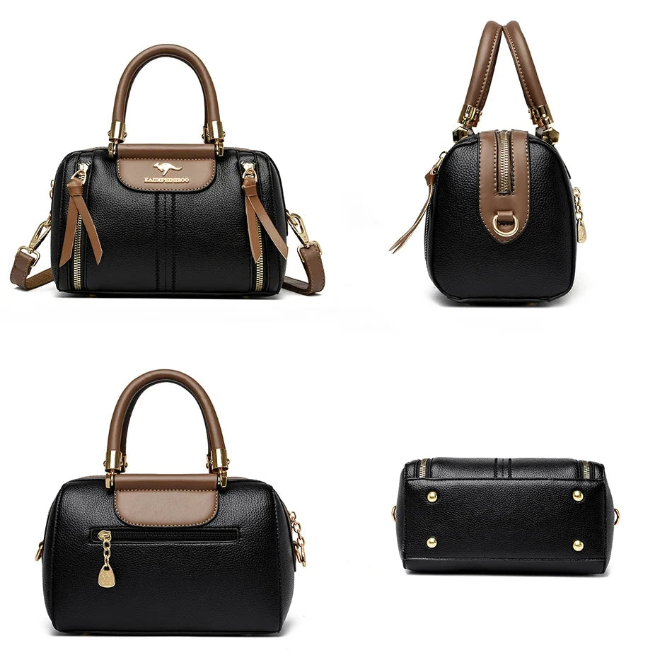 Velourah Signature Soft Leather Boston Tote