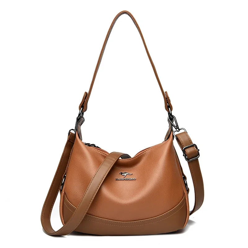 Velourah Luxe Patchwork PU Leather Shoulder Bag