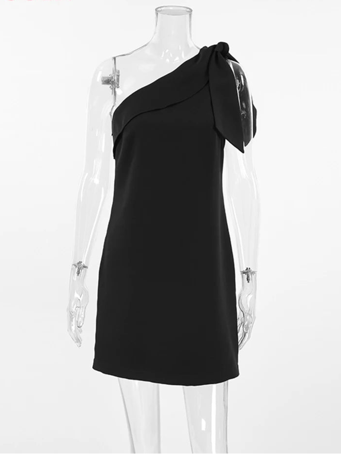Velourah Lace-Up Black Mini Dress – Asymmetrical Elegance