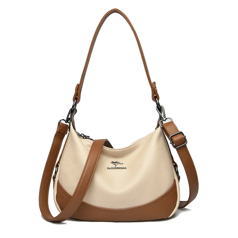 Velourah Luxe Patchwork PU Leather Shoulder Bag