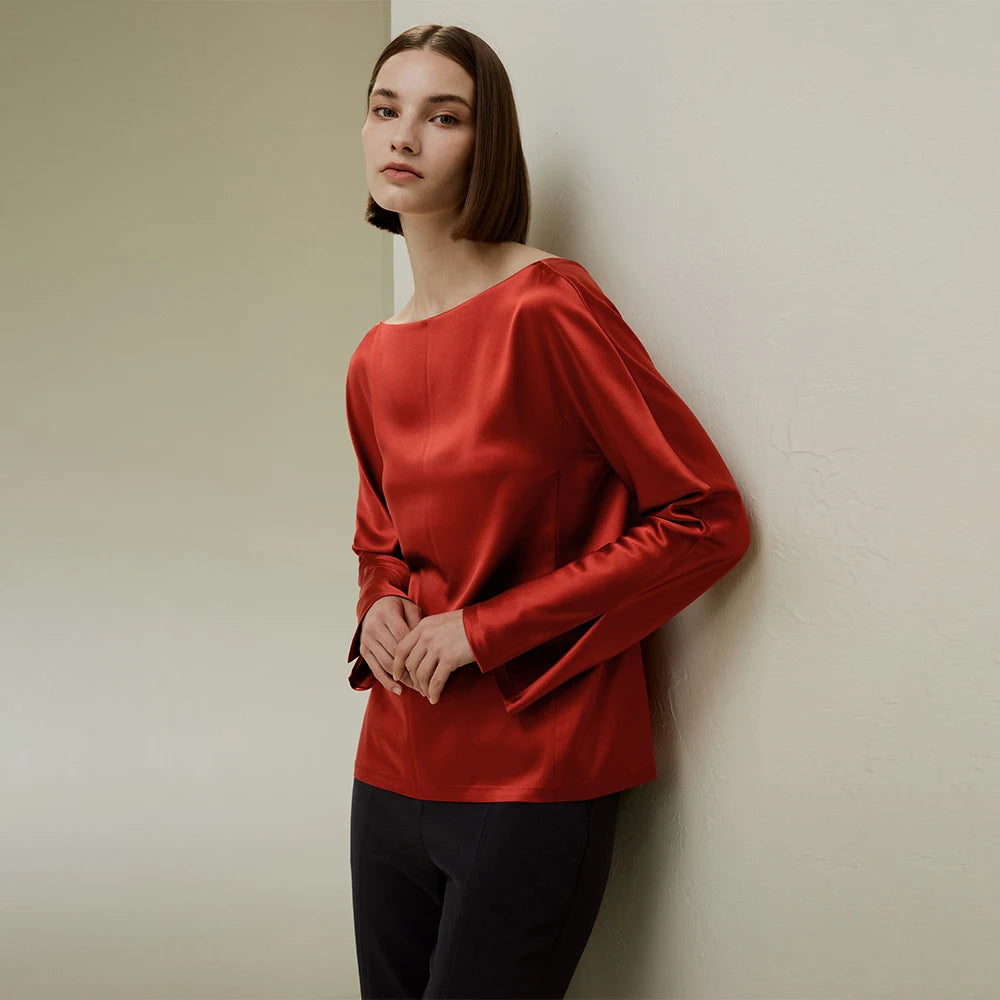 Velourah Luxe Silk Back-Slit Blouse