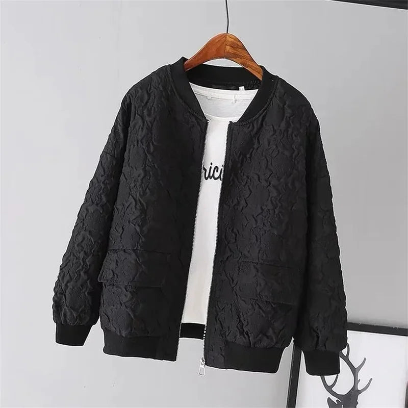 Velourah Solid Color Short Baseball Jacket – Casual Chic Layer