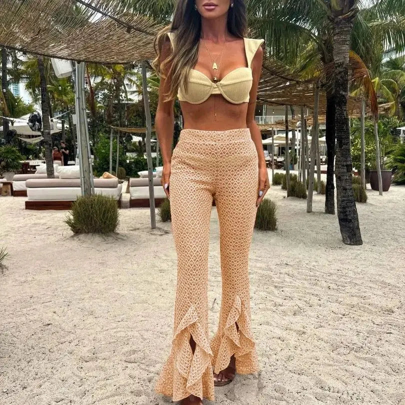 Velourah Riviera Knot 3-Piece Bikini Set with Cover-Up Pants