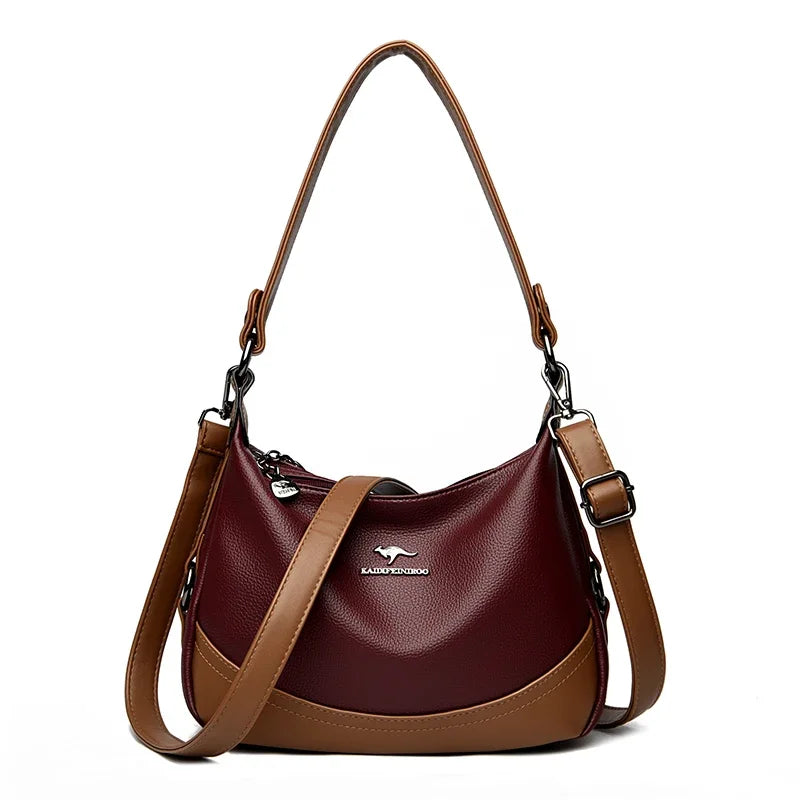 Velourah Luxe Patchwork PU Leather Shoulder Bag