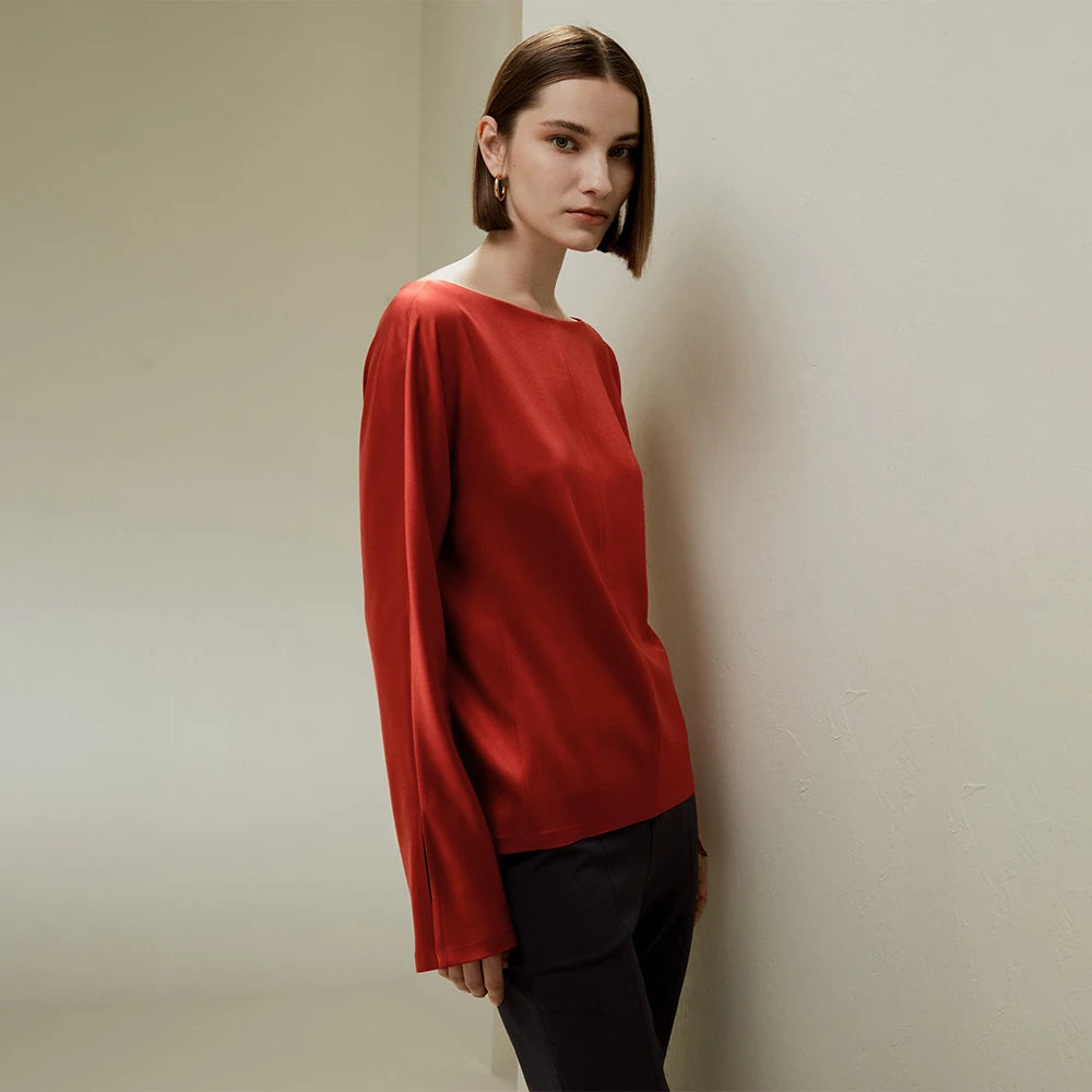 Velourah Luxe Silk Back-Slit Blouse