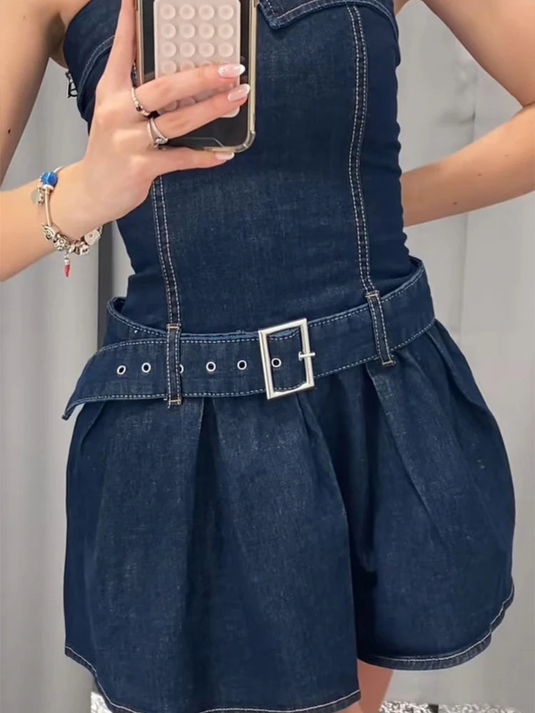 High Street Strapless Denim Dress