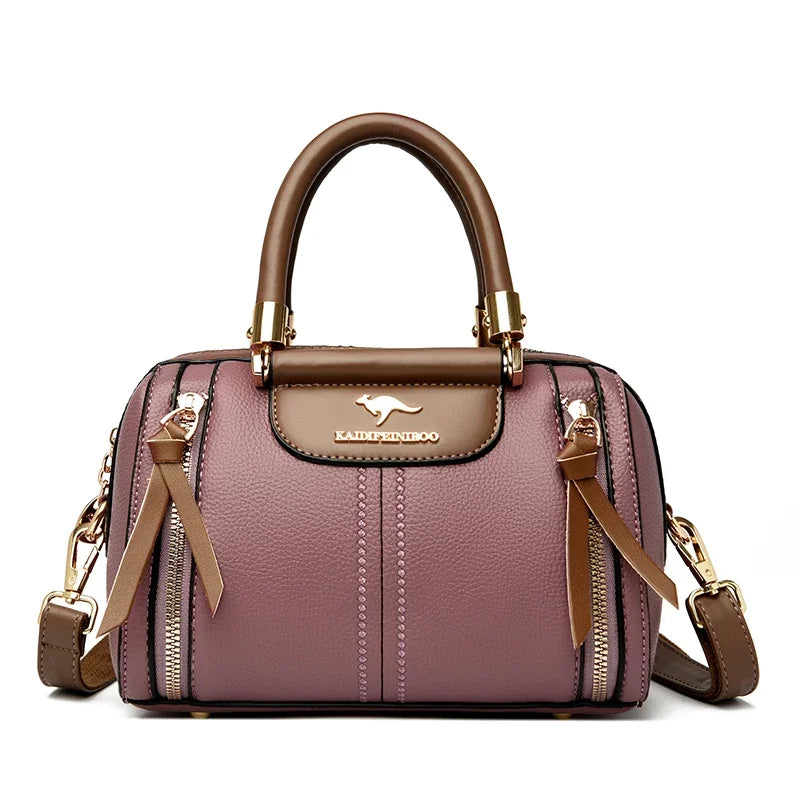 Velourah Signature Soft Leather Boston Tote