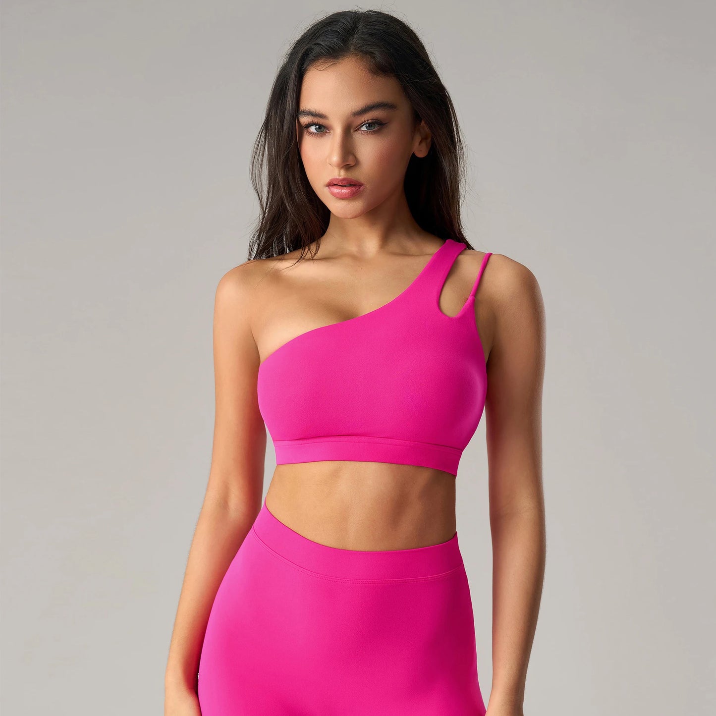 Velourah One-Shoulder Sculpt Bralette – Seamless & Breathable