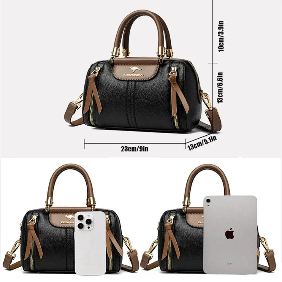 Velourah Signature Soft Leather Boston Tote