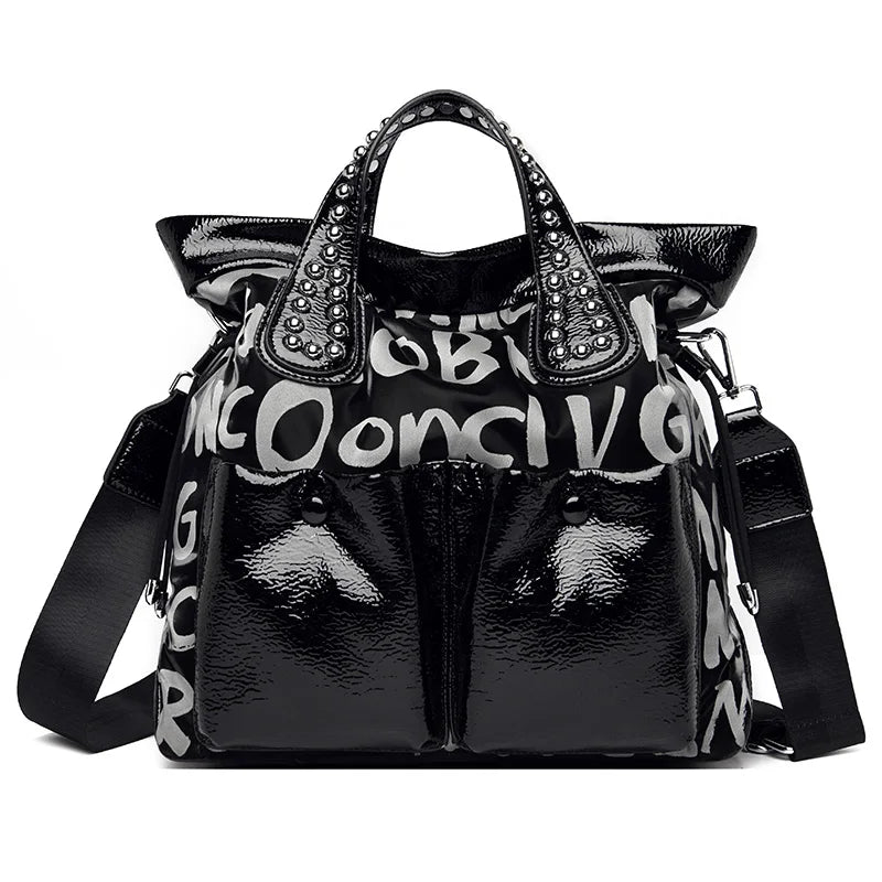 Velourah Luxe Patent Leather Tote Set (2-Piece)