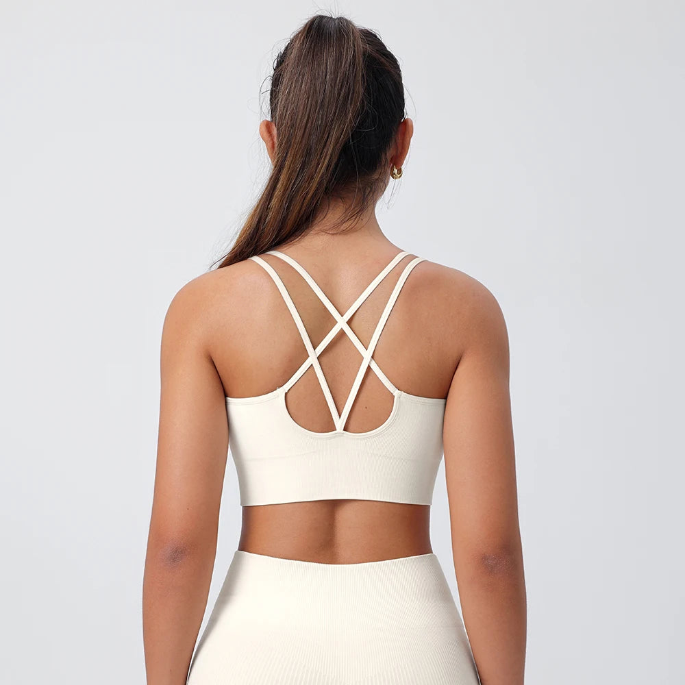 Velourah Strappy Core Ribbed Yoga Bra – Ultra-Stretch & Breathable