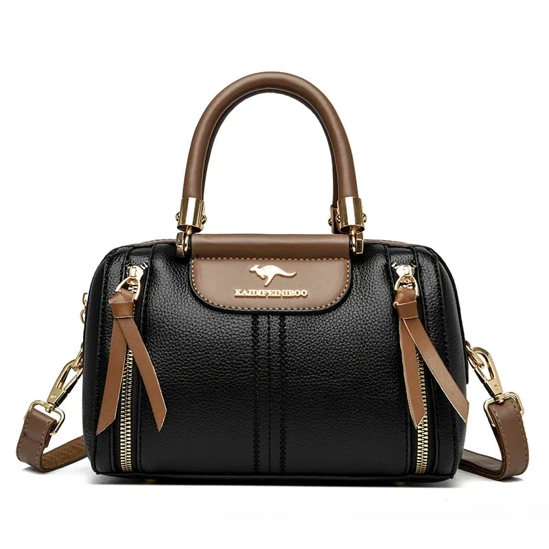 Velourah Signature Soft Leather Boston Tote