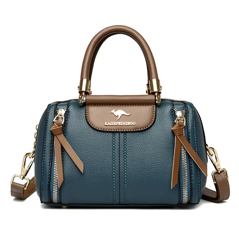 Velourah Signature Soft Leather Boston Tote
