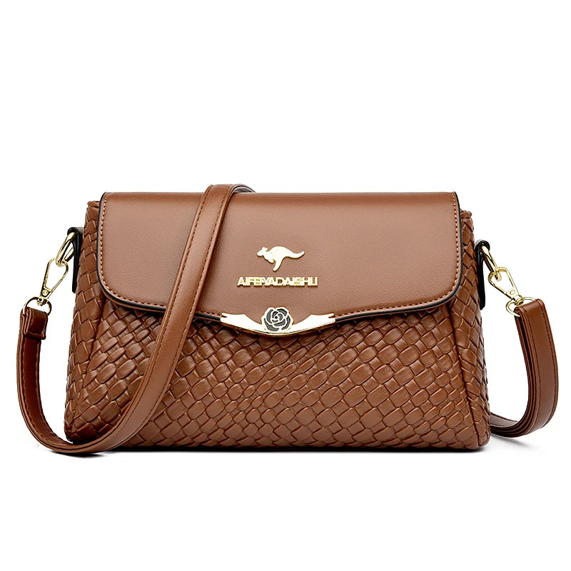 Velourah Woven Elegance PU Leather Crossbody
