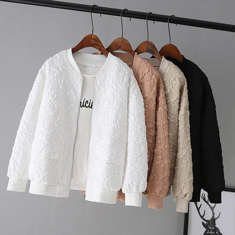 Velourah Solid Color Short Baseball Jacket – Casual Chic Layer