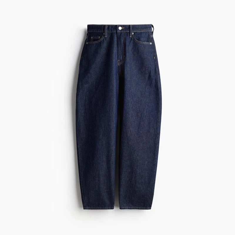 Velourah Denim 2-Piece Set – Lapel Shirt & Wide-Leg Jeans