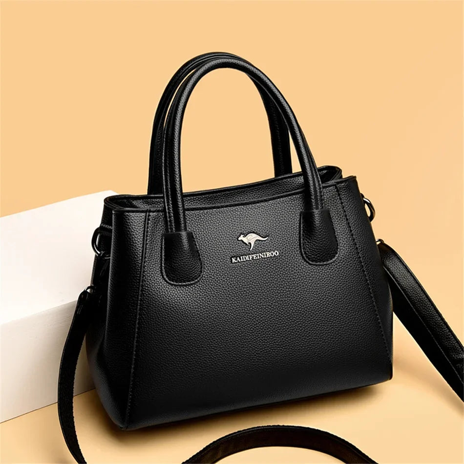 Velourah Triple-Compartment Genuine Sheepskin Tote