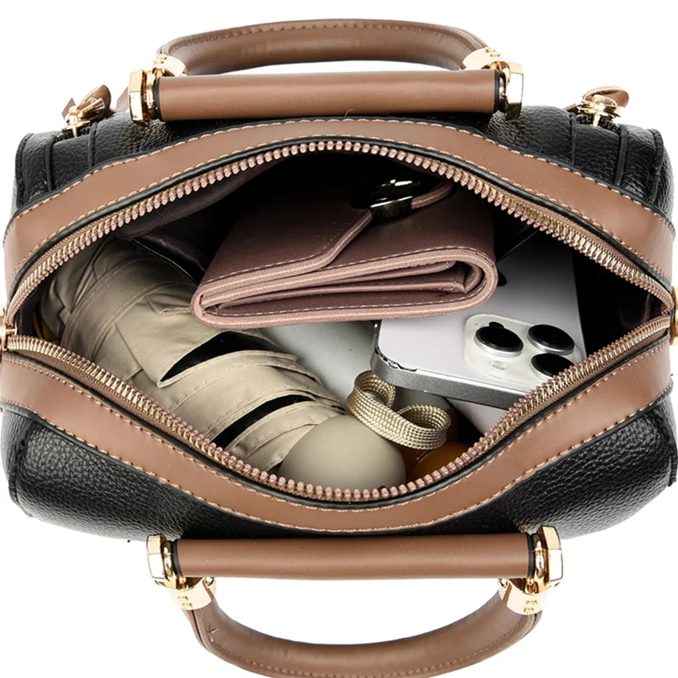 Velourah Signature Soft Leather Boston Tote