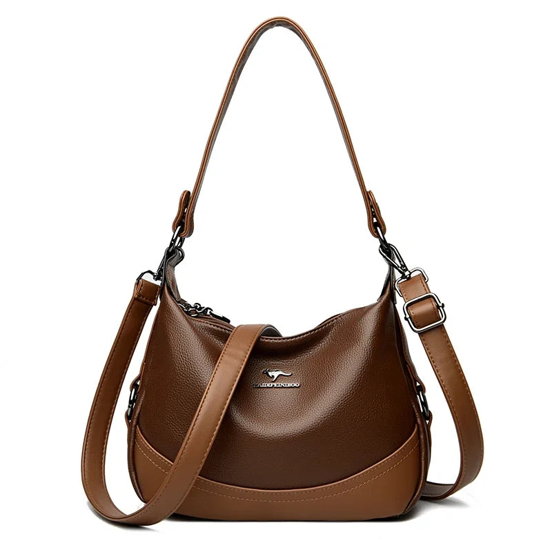 Velourah Luxe Patchwork PU Leather Shoulder Bag
