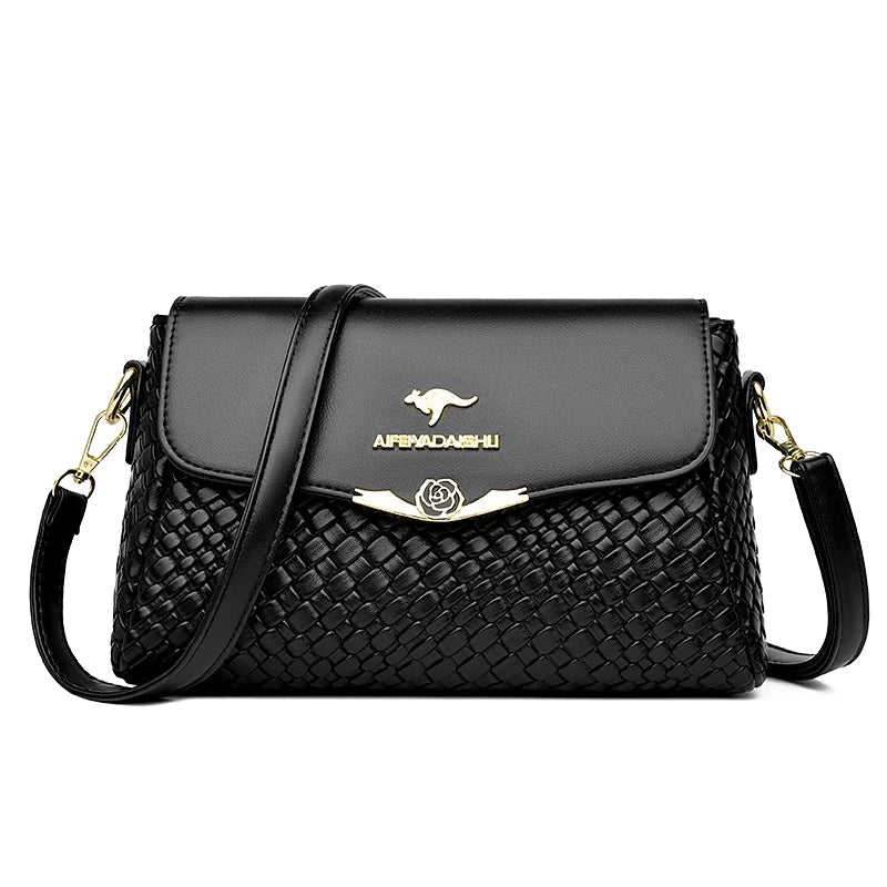 Velourah Woven Elegance PU Leather Crossbody