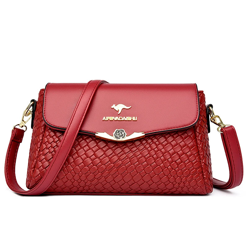 Velourah Woven Elegance PU Leather Crossbody