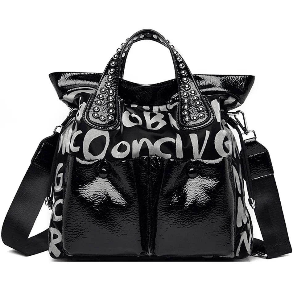 Velourah Luxe Patent Leather Tote Set (2-Piece)