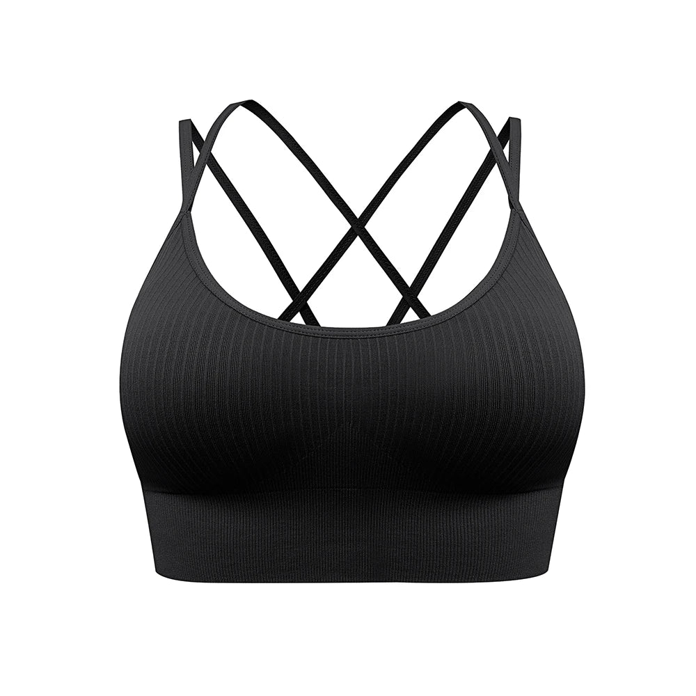Velourah Strappy Core Ribbed Yoga Bra – Ultra-Stretch & Breathable