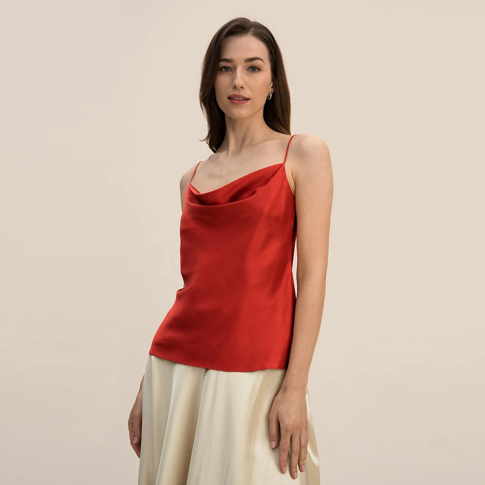 Velourah Silk Charmeuse Cowl Neck Camisole