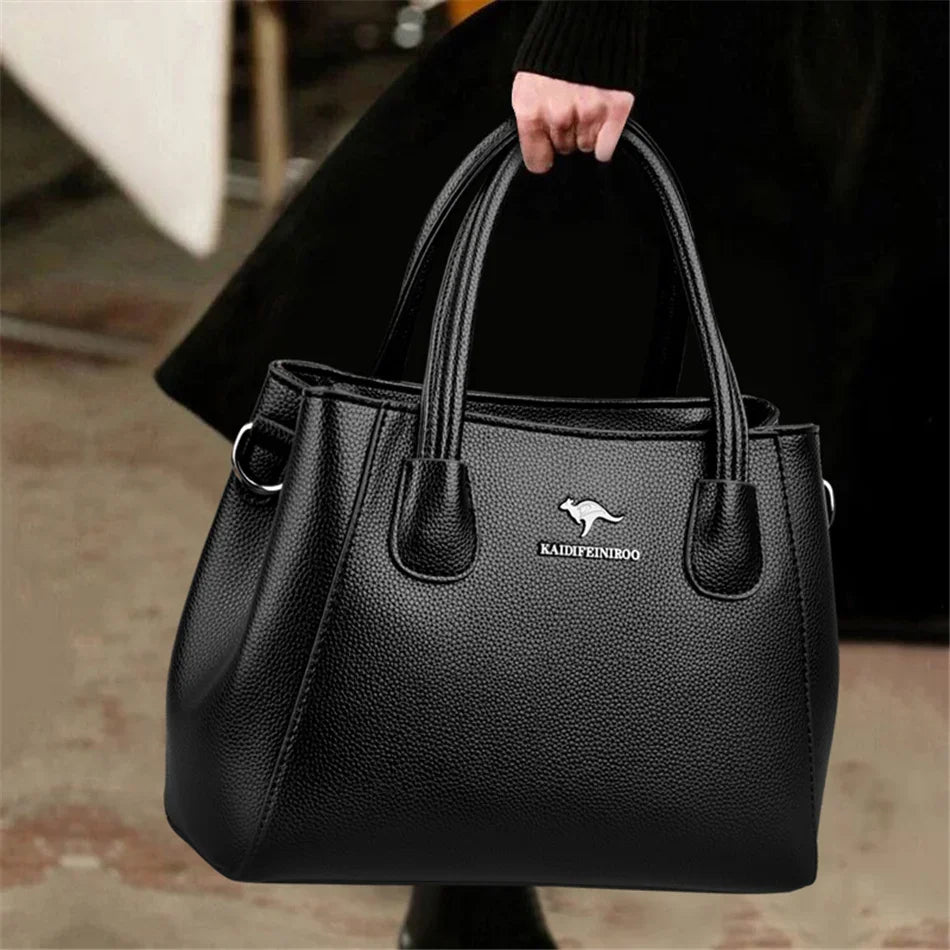 Velourah Triple-Compartment Genuine Sheepskin Tote