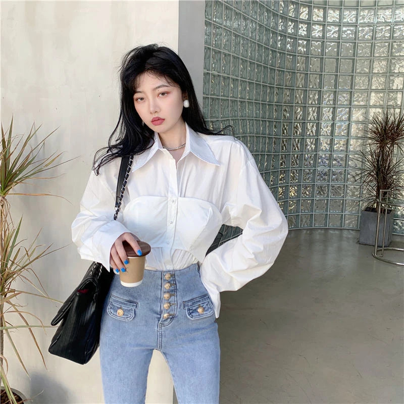 Elegant Patchwork Slim Blouse