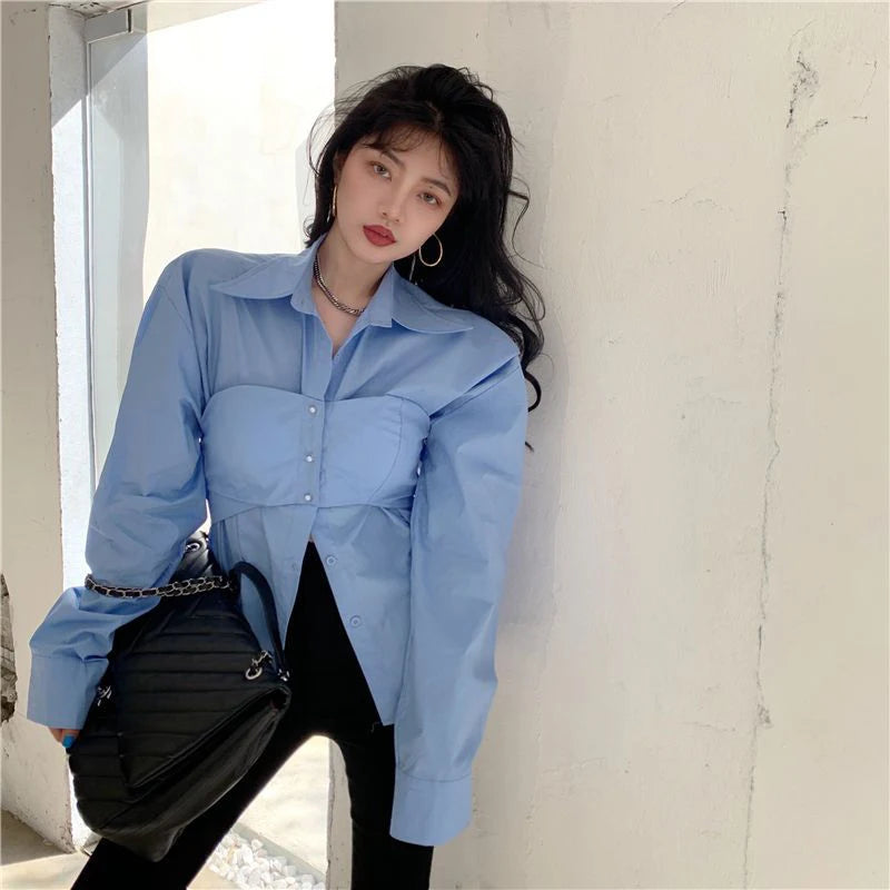 Elegant Patchwork Slim Blouse
