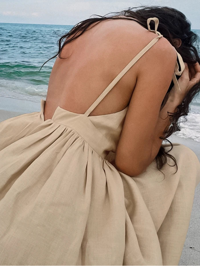 Velourah Solstice Linen-Blend A-Line Dress