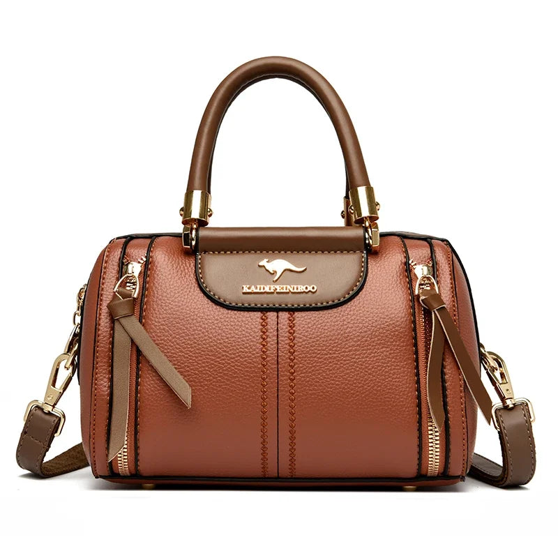 Velourah Signature Soft Leather Boston Tote